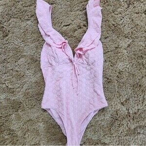 Floerns Women's Ruffle Trim One Piece Swimsuit Tummy Control Monokini Size: M